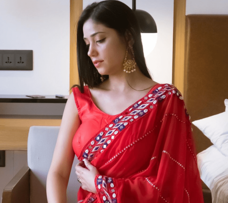 Model Priyanka Jain Red Saree Pics